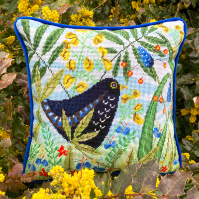 Merle Tapestry - Flights of Fancy - Needlepoint Kit, zoomed in. Select this picture to zoom back out.