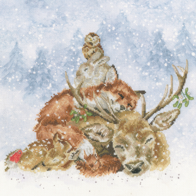 Comfort & Joy - Christmas Cross Stitch Kit, zoomed in. Select this picture to zoom back out.