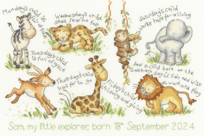 Monday's Child Birth Sampler - Cross Stitch Kit