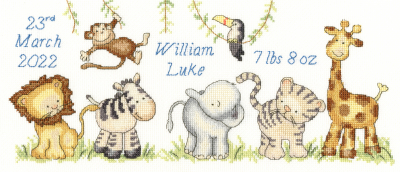 Jungle Welcome Birth Record - Cross Stitch Kit