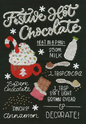 Festive Hot Chocolate Chalkboard Recipes - Cross Stitch Kit
