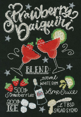 Strawberry Daiquiri Chalkboard Recipes - Cross Stitch Kit