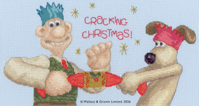 Cracking Christmas! - Wallace & Gromit - Cross Stitch Kit, zoomed in. Select this picture to zoom back out.