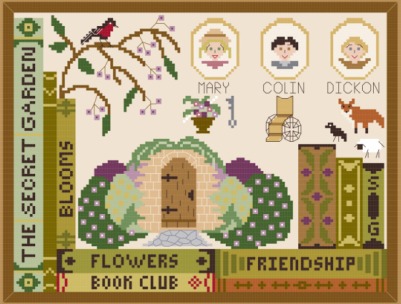 Book Club: The Secret Garden - Cross Stitch Pattern, zoomed in. Select this picture to zoom back out.