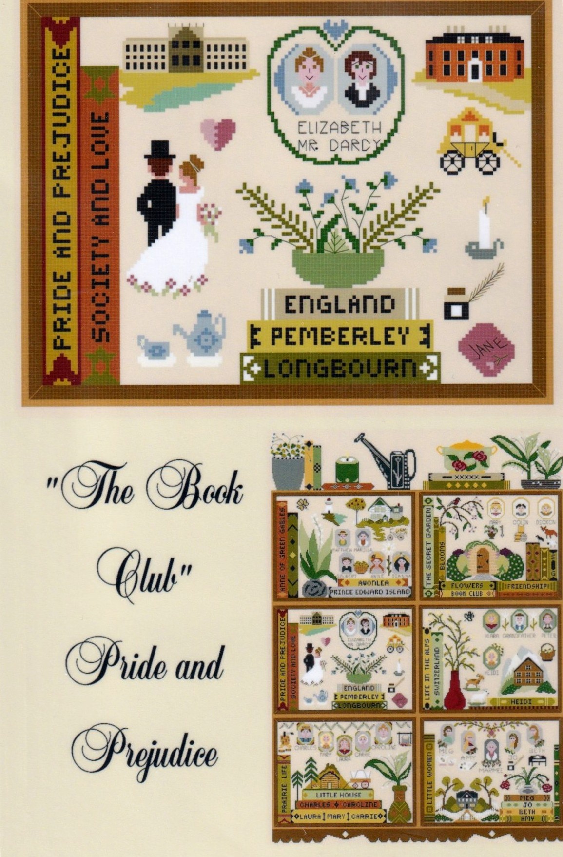 Book Club: Pride and Prejudice - Cross Stitch Pattern, zoomed in. Select this picture to zoom back out.