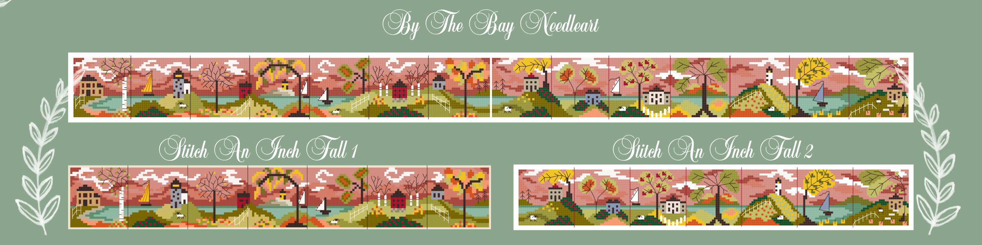 Stitch an Inch: Fall #2 - Cross Stitch Pattern, different perspective #1, zoomed in. Select this picture to zoom back out.