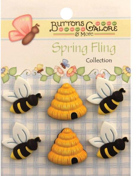 Spring Fling Buttons - Busy Bees