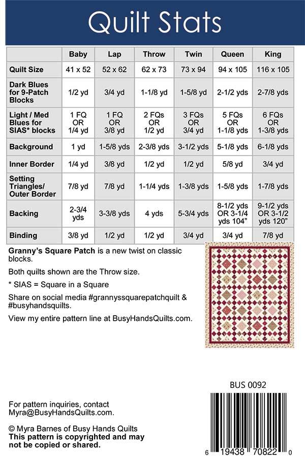 Grannys Square Patch - Quilt Pattern