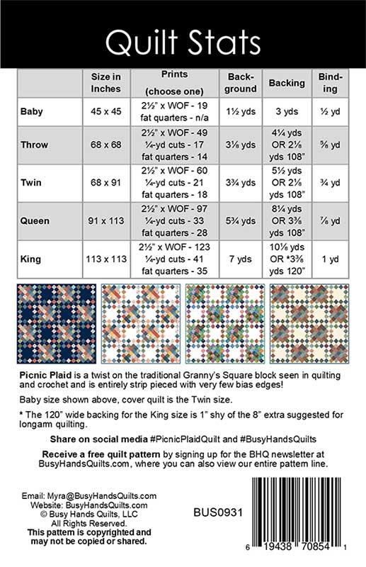Picnic Plaid - Quilt Pattern