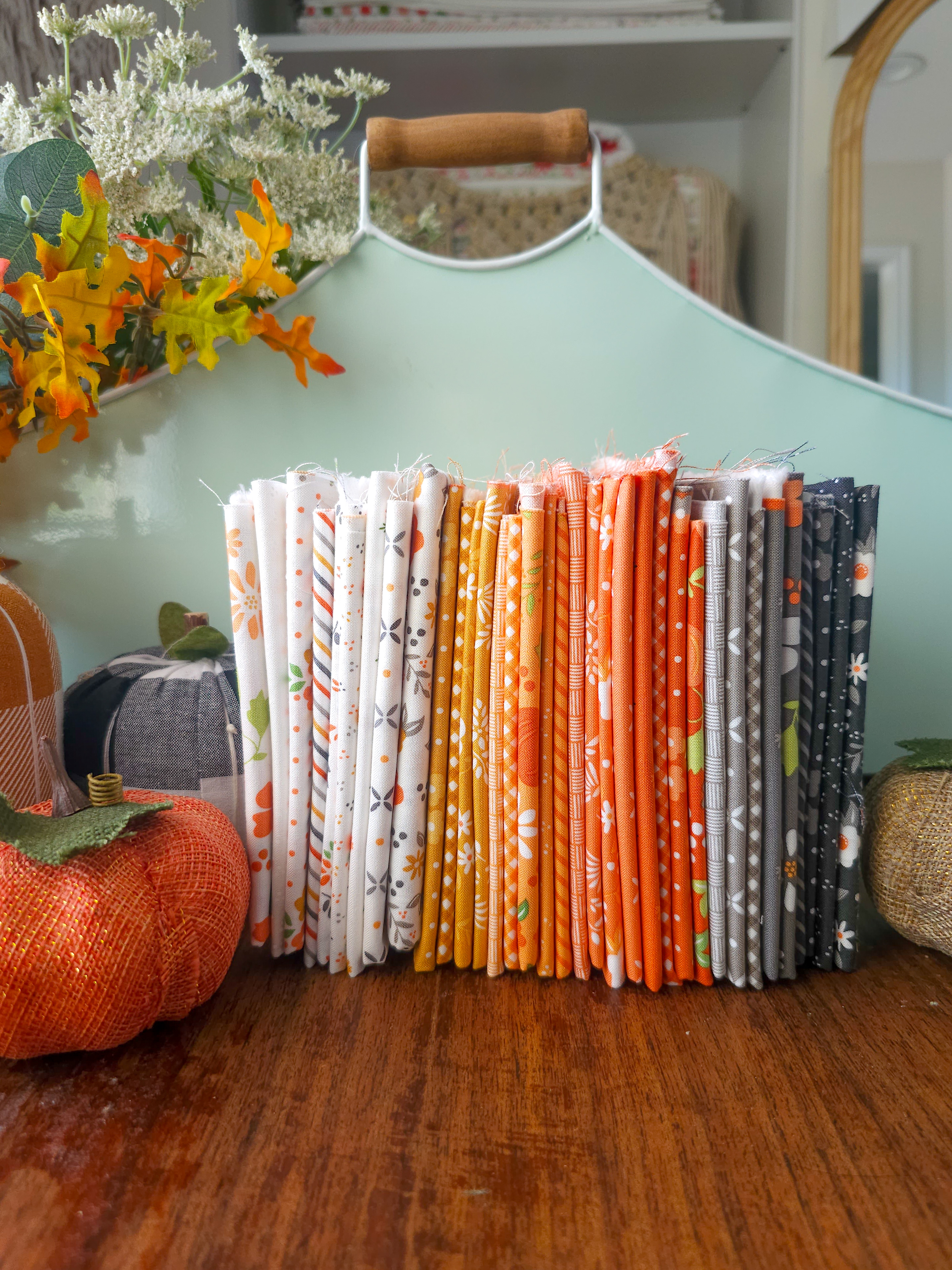 Birch and Willow Gingham Pumpkin - Quilt Fabric