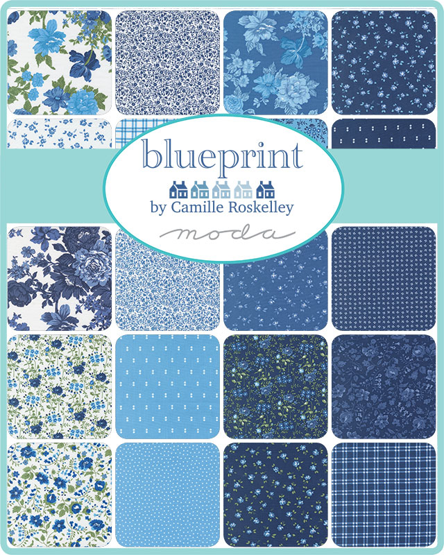 Blueprint Small Flowers White Harbor - Quilt Fabric
