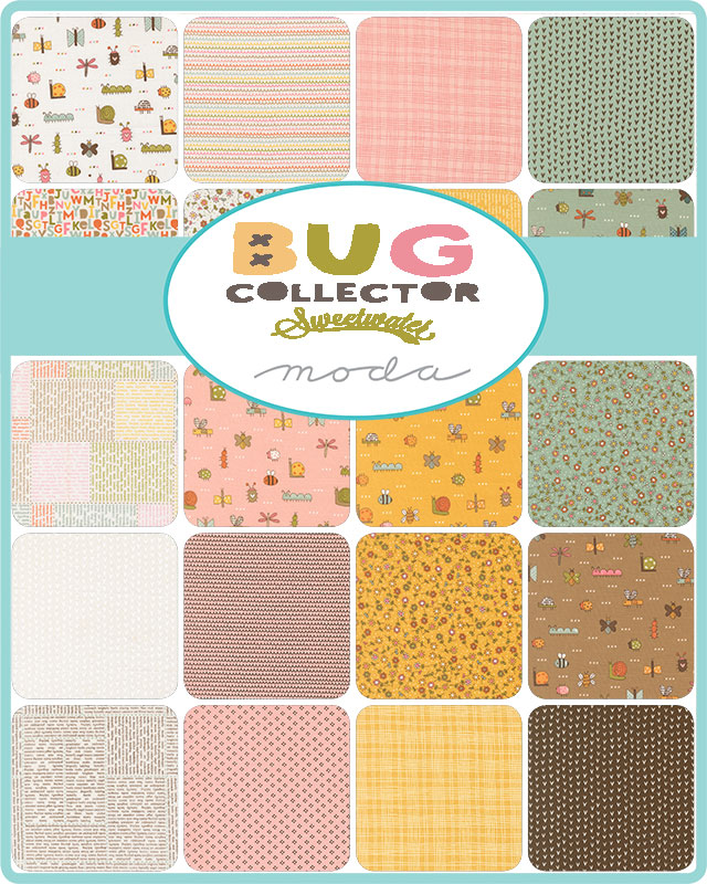 Bug Collector Insects Cloud - Quilt Fabric, different perspective #1, zoomed in. Select this picture to zoom back out.