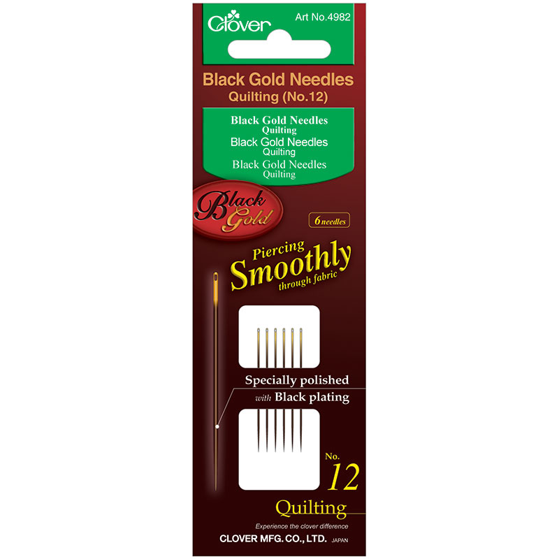 Black Gold Quilting Needle Size 12, zoomed in. Select this picture to zoom back out.