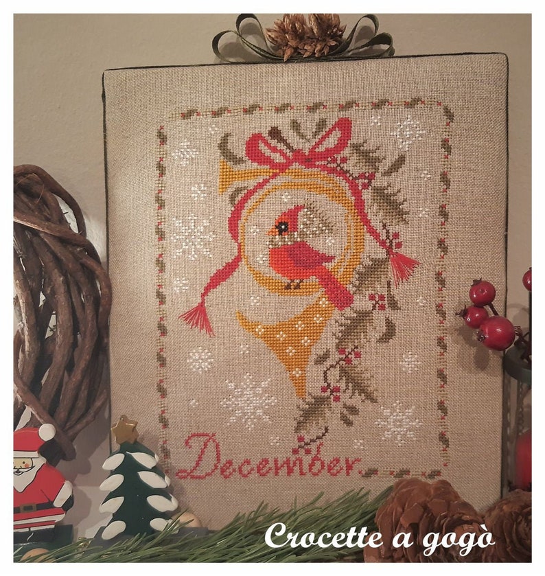 A Cardinal In December - Christmas Cross Stitch Pattern