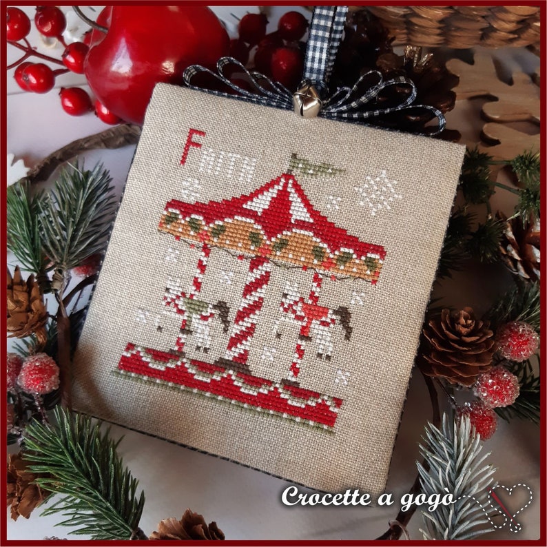 Christmas Vintage Series - 4 Carousel Horses - Cross Stitch