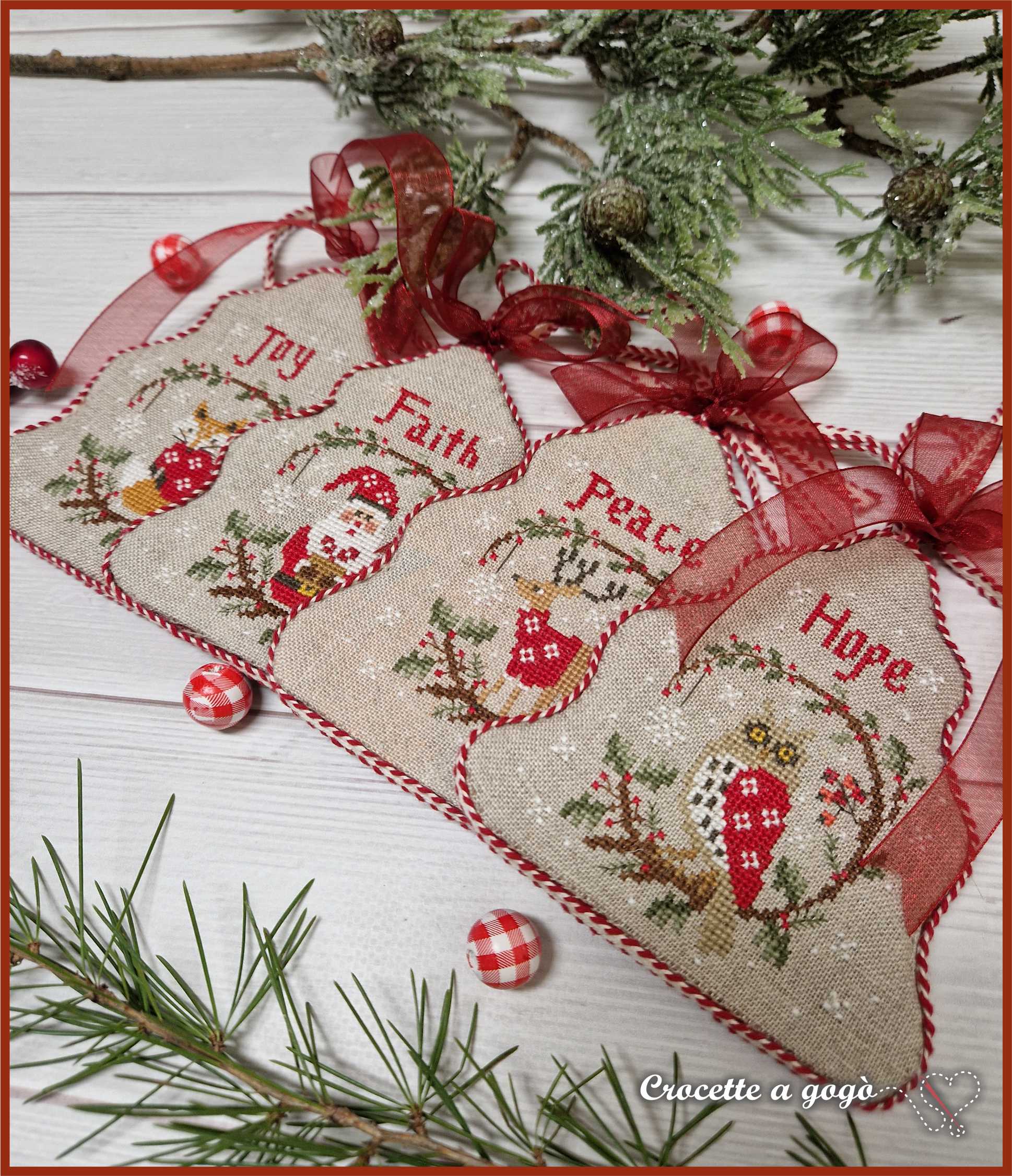 Christmas Joy  Four Little Ornaments - Cross Stitch Pattern