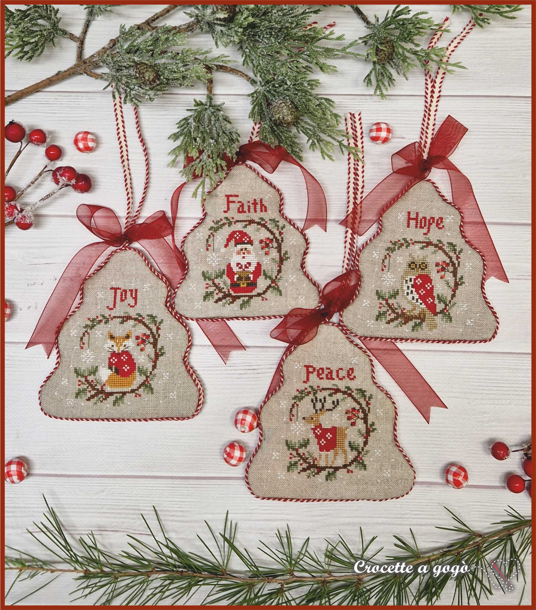 Christmas Joy  Four Little Ornaments - Cross Stitch Pattern