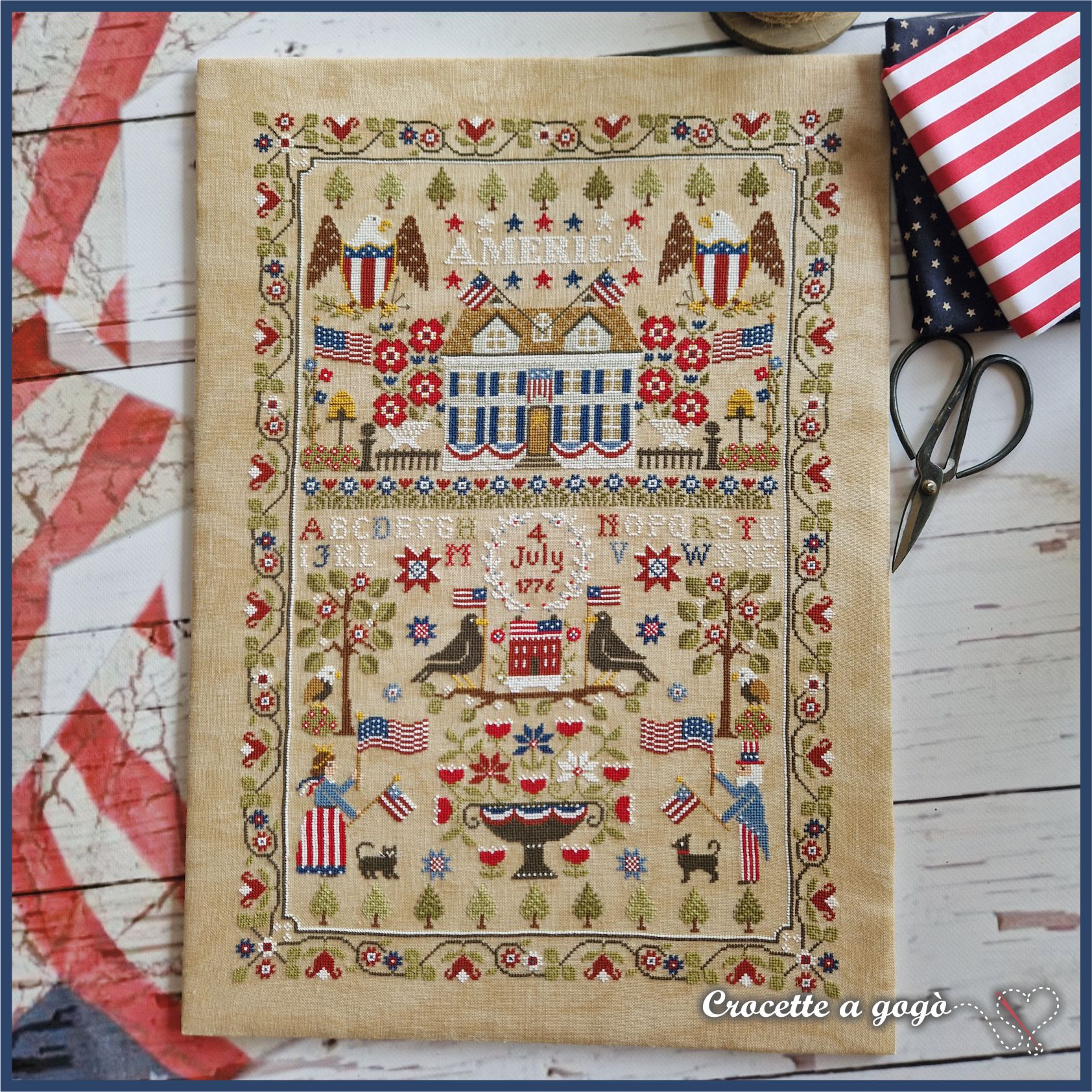 American Sampler - Patriotic Cross Stitch Pattern
