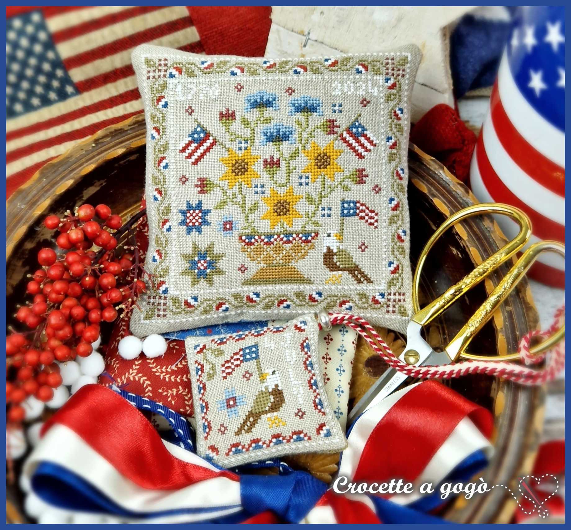 Patriotic Basket - Cross Stitch Pattern