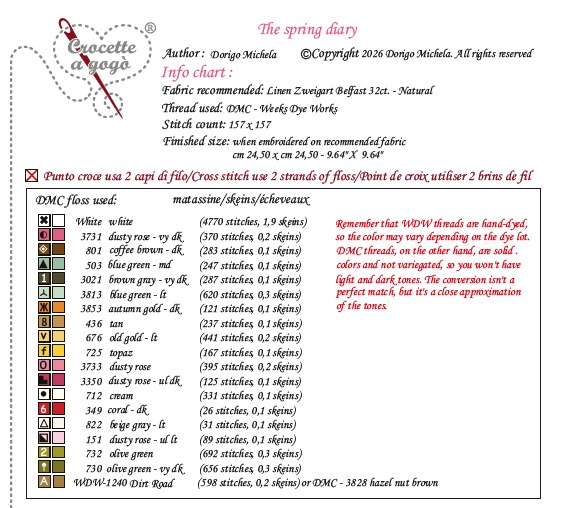 The Spring Diary - Cross Stitch Pattern