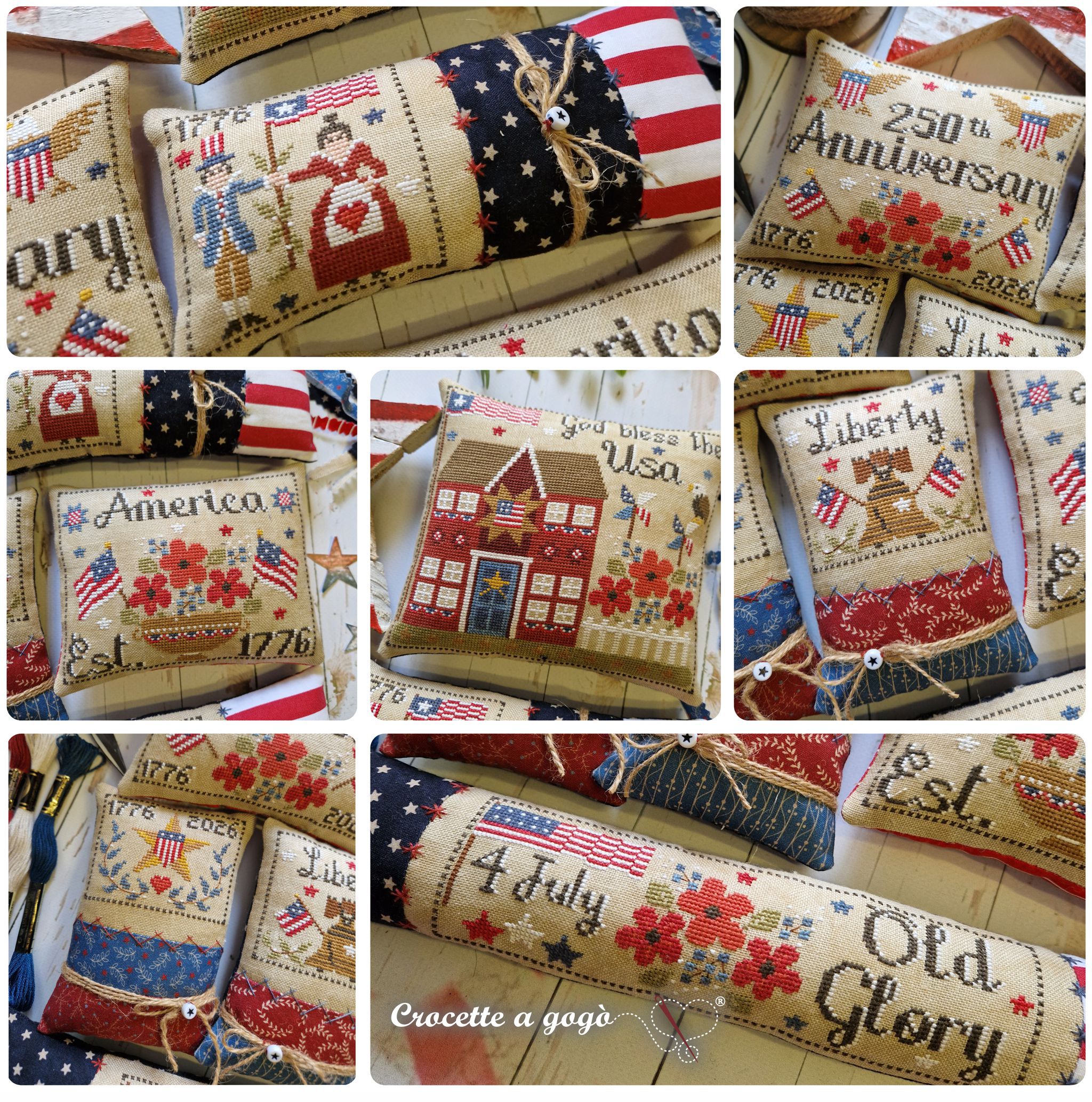 Stars & Stitches - Patriotic Cross Stitch Pattern Booklet, different perspective #1, zoomed in. Select this picture to zoom back out.