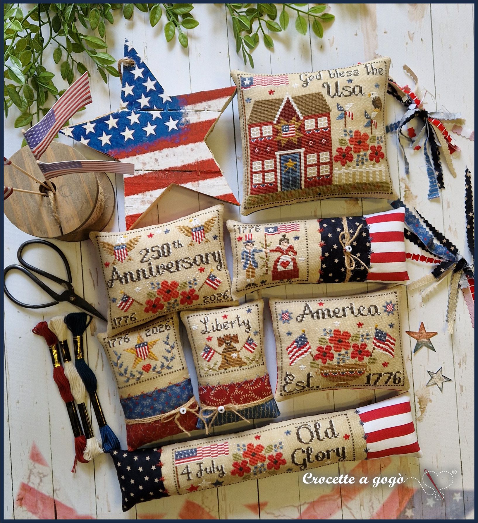 Stars & Stitches - Patriotic Cross Stitch Pattern Booklet, zoomed in. Select this picture to zoom back out.