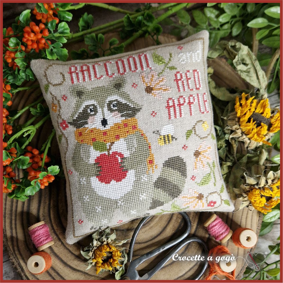 The Little Raccoon - Cross Stitch Pattern, different perspective #1, zoomed in. Select this picture to zoom back out.
