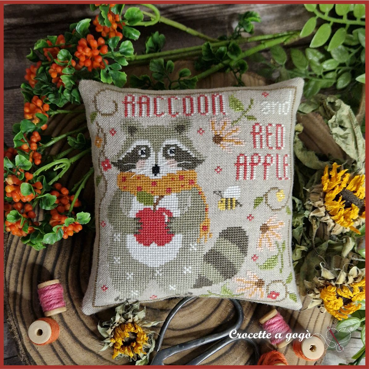 The Little Raccoon - Cross Stitch Pattern, zoomed in. Select this picture to zoom back out.