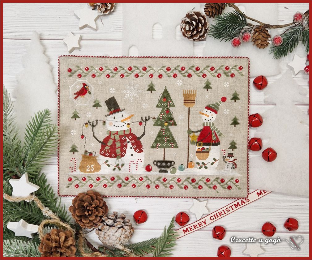 Frosty Friends - Christmas Cross Stitch Pattern, zoomed in. Select this picture to zoom back out.