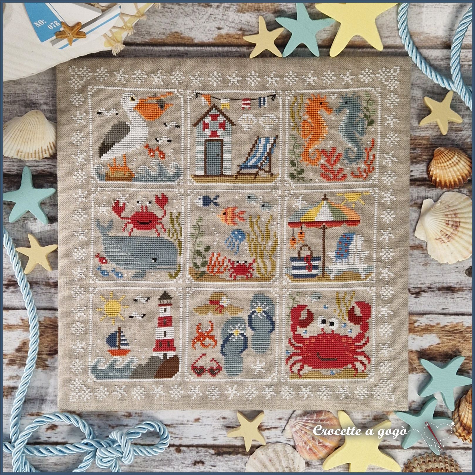 Sea and Sand Diary - Cross Stitch Pattern, zoomed in. Select this picture to zoom back out.