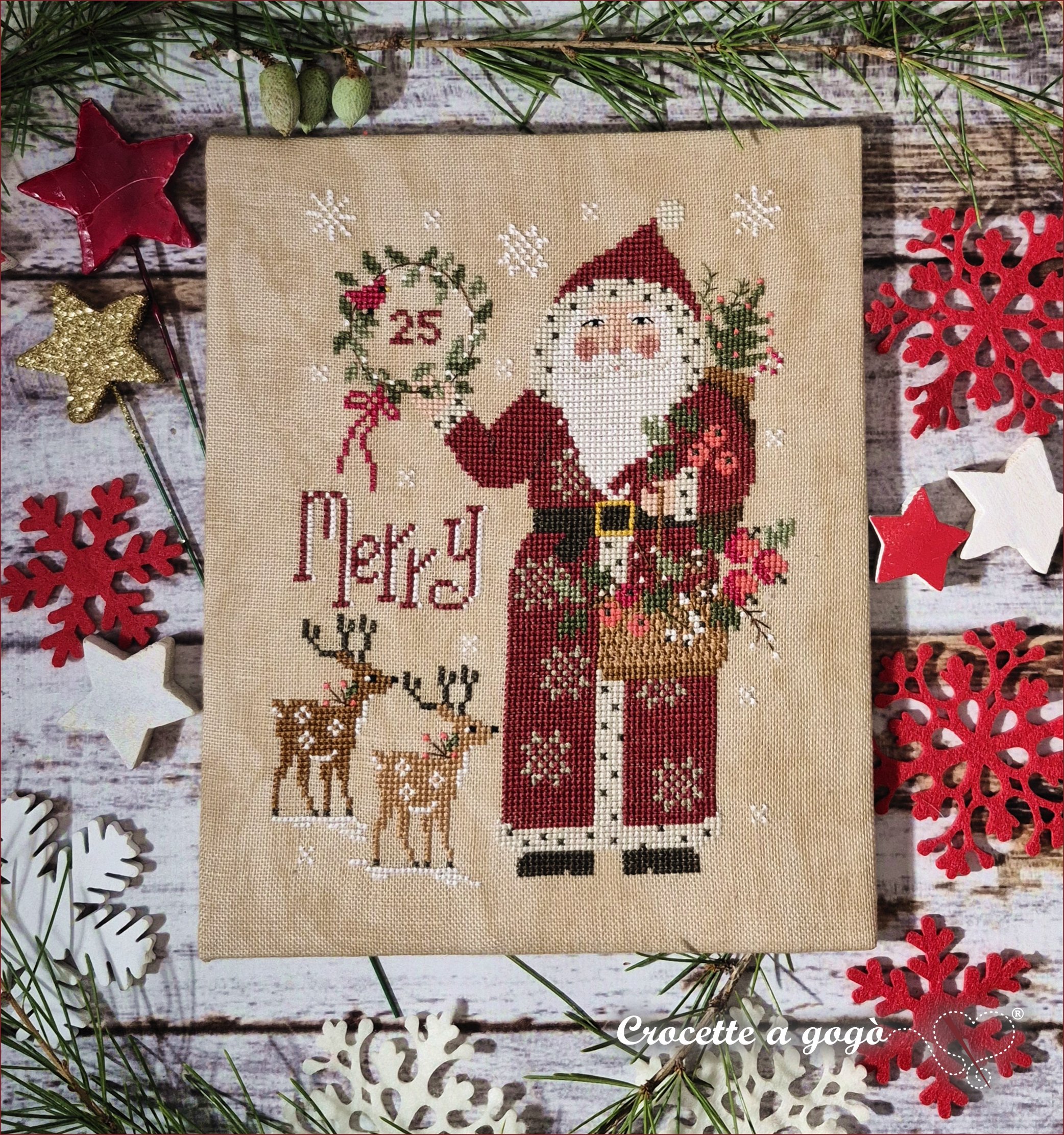 Babbo Natale 2026 - Christmas Cross Stitch Pattern, zoomed in. Select this picture to zoom back out.