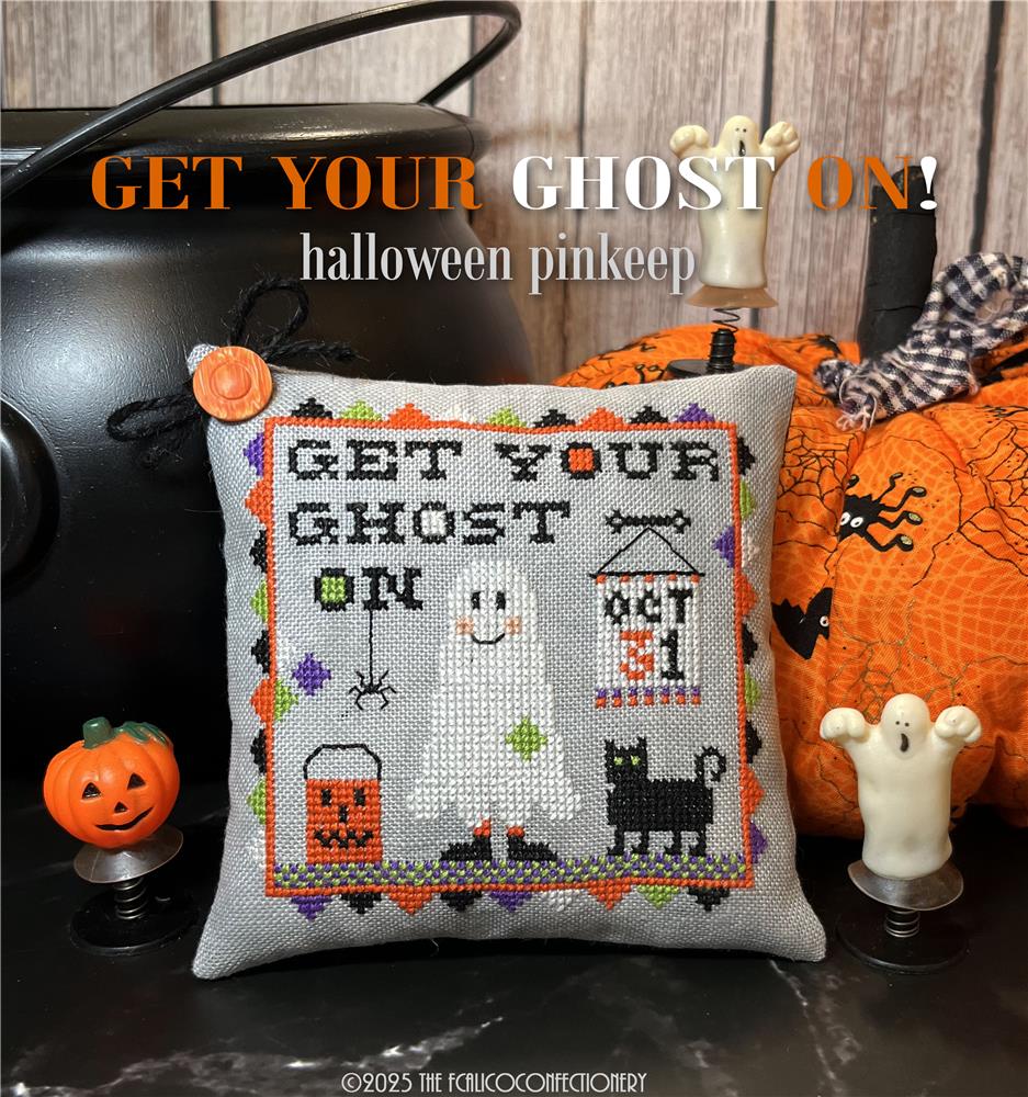 Get Your Ghost On Pinkeep - Halloween Cross Stitch Pattern