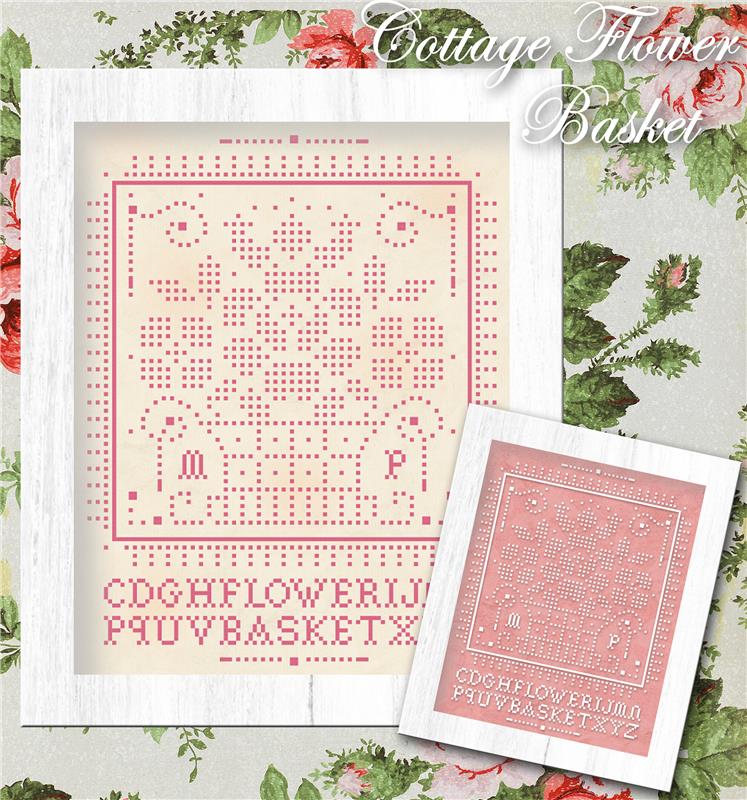 Cottage Flower Basket - Cross Stitch Pattern