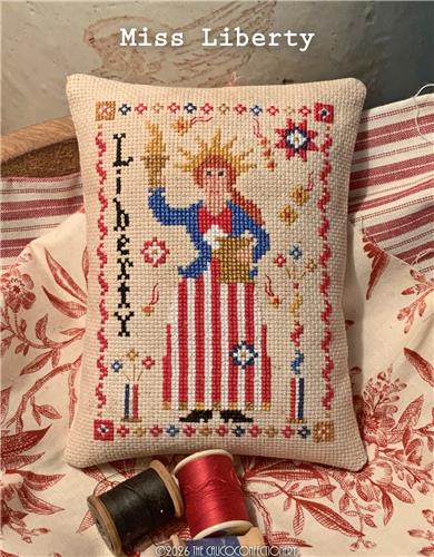 Miss Liberty - Patriotic Cross Stitch Pattern, zoomed in. Select this picture to zoom back out.