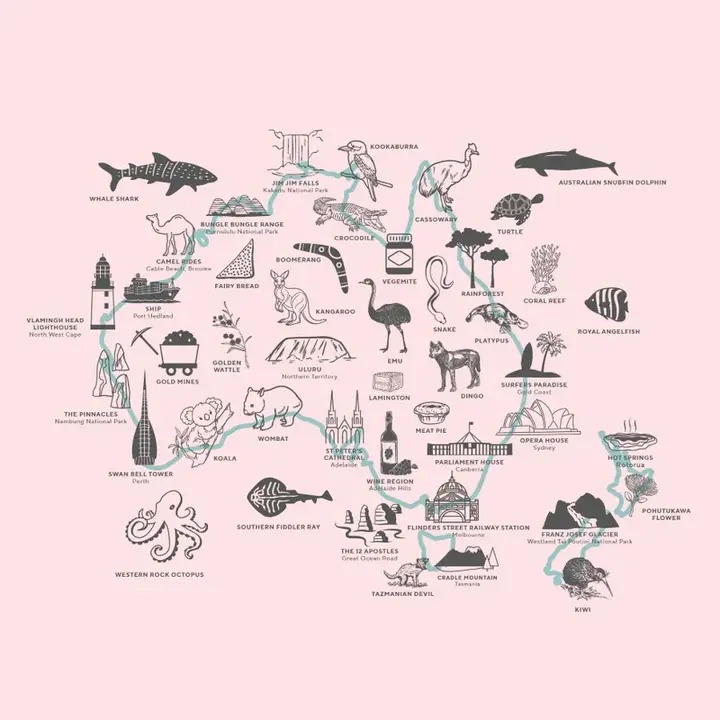 Australasian Adventure Map - Cross Stitch Kit
