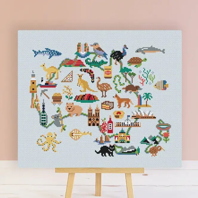 Australasian Adventure Map - Cross Stitch Kit