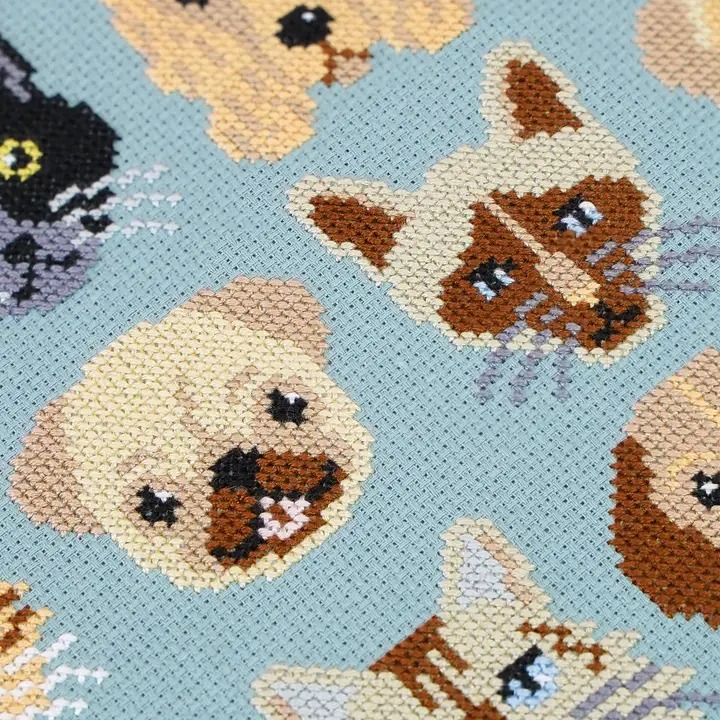 Paws & Pals - Cross Stitch Kit, different perspective #2, zoomed in. Select this picture to zoom back out.