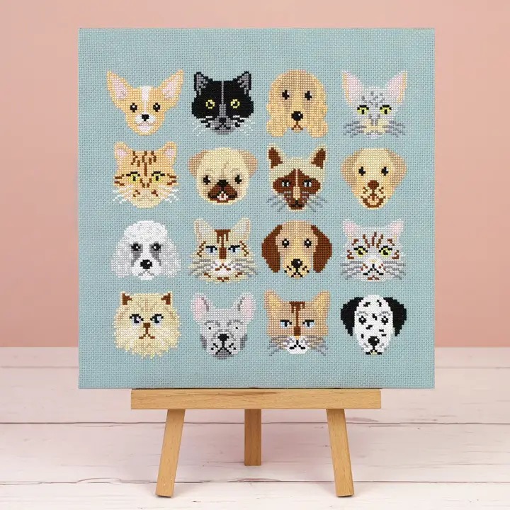 Paws & Pals - Cross Stitch Kit, zoomed in. Select this picture to zoom back out.