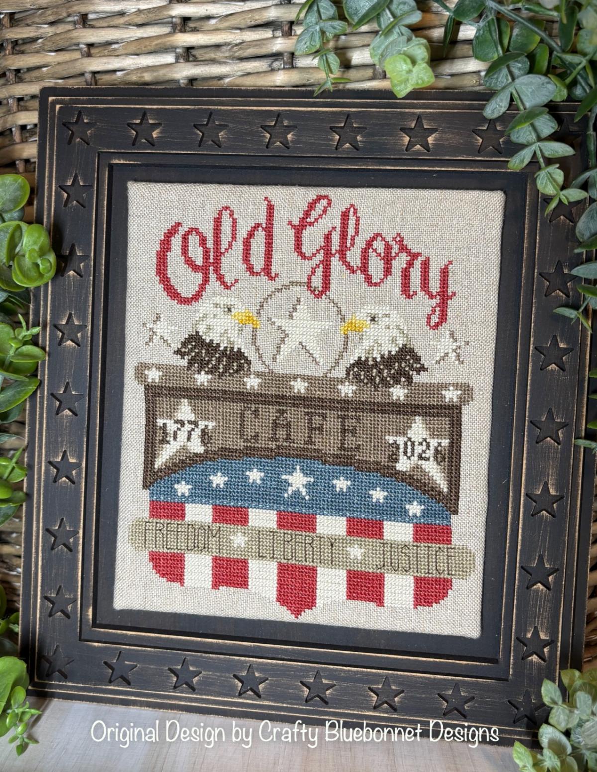 Old Glory Cafe - Patriotic Cross Stitch Pattern