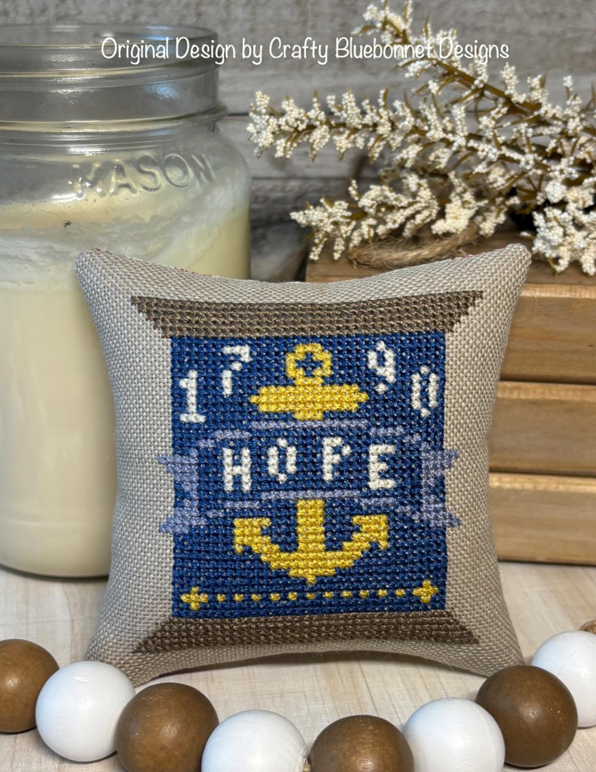 Rhode Island State Spool - Cross Stitch Pattern, zoomed in. Select this picture to zoom back out.