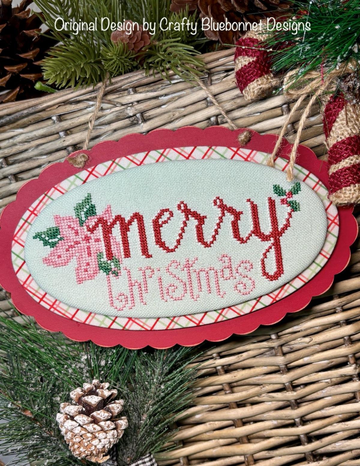 Vintage Merry Christmas - Cross Stitch Pattern, zoomed in. Select this picture to zoom back out.