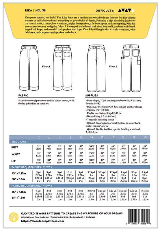Rika Pants - Sewing Pattern