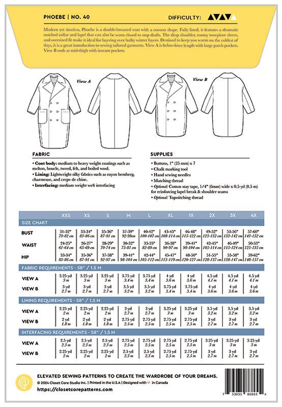 Phoebe Coat - Sewing Pattern