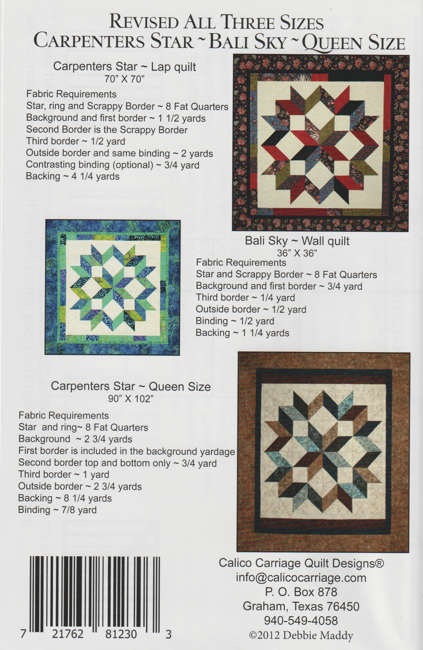 Carpenters Star/Bali Sky - Quilt Pattern
