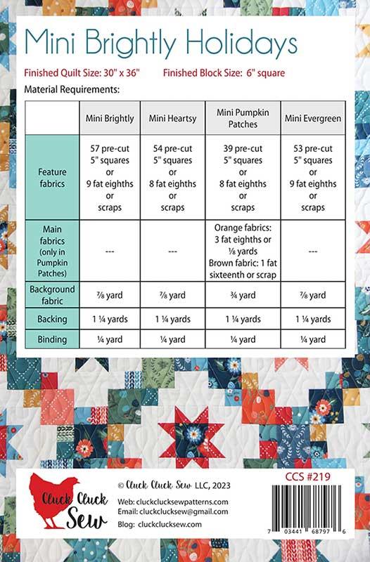 Mini Brightly Holidays - Quilt Pattern, different perspective #1, zoomed in. Select this picture to zoom back out.