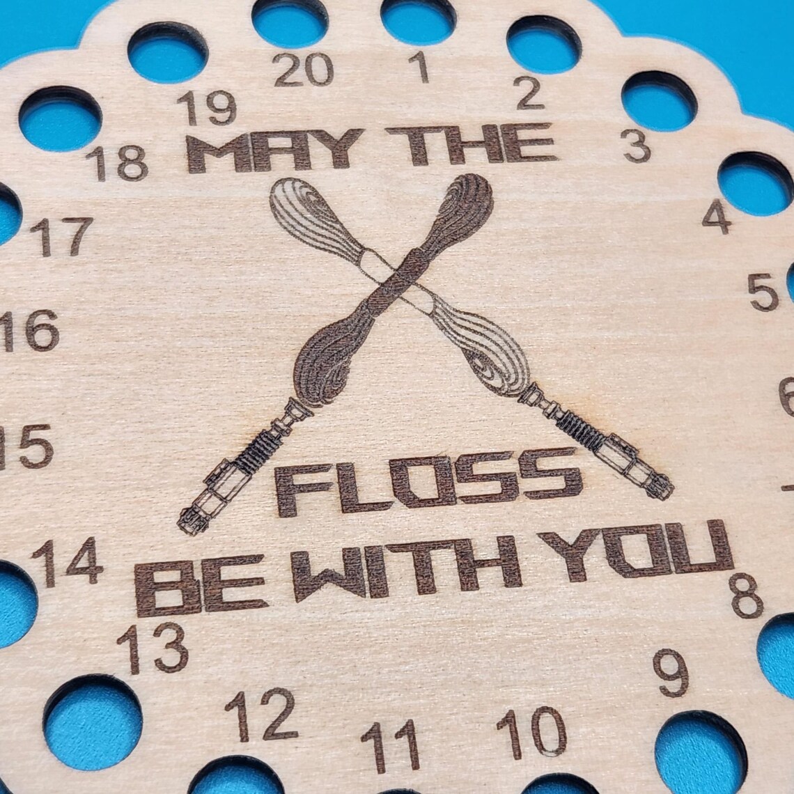 May The Floss Be With You Circle - Floss Organizer, different perspective #1, zoomed in. Select this picture to zoom back out.