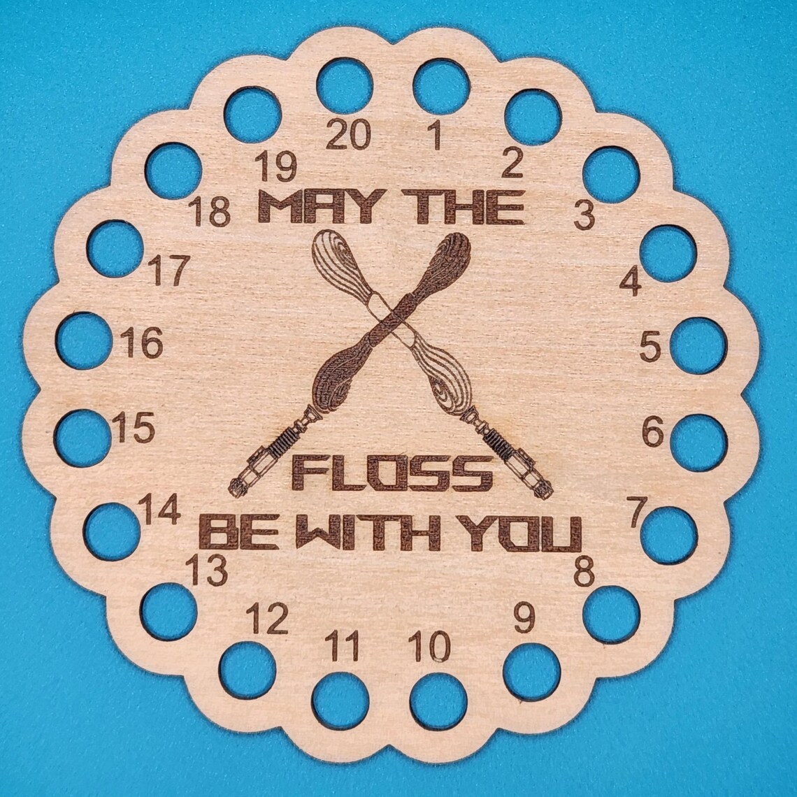 May The Floss Be With You Circle - Floss Organizer, different perspective #2, zoomed in. Select this picture to zoom back out.