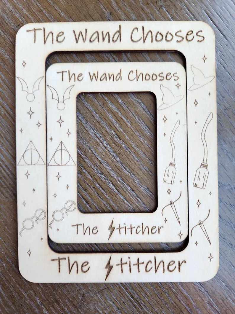 The Wand Rectangle Medium - Unfinished Wood Magnetic Frame, zoomed in. Select this picture to zoom back out.