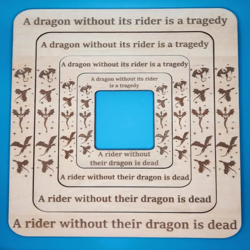 Dragon Square Small - Unfinished Wood Magnetic Display Frame, zoomed in. Select this picture to zoom back out.