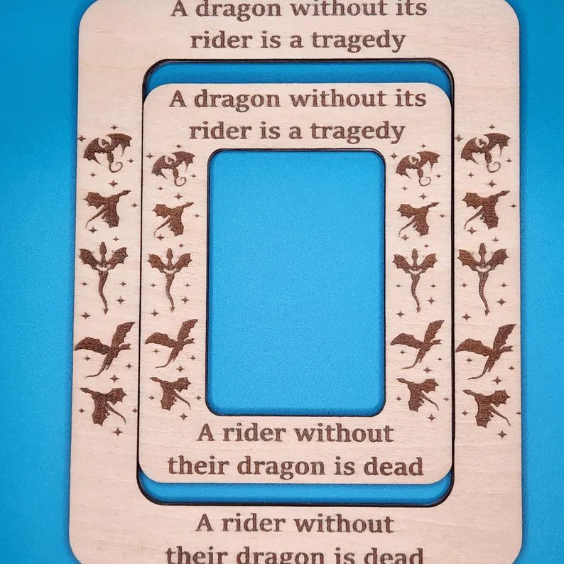 Dragon Rectangle Md - Unfinished Wood Magnetic Display Frame, zoomed in. Select this picture to zoom back out.